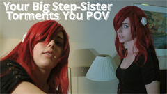 Enhanced to 4K with echoing vocals and 60fps from the original video files! (The trailer is from the original lower quality release)

It's been a long trip to Grandma's and you're not even there yet. Worst off you're stopping off at a motel with your big sister while your folks are out. Naturally she's complaining you talk too much and then she shrinks you! You dwindle down pretty quickly and she picks you up. As Prism sits down and takes her shoes off you watch her curiously, trying to figure out what she's up to. You avoid looking at her big feet that you always make fun of and focus on her. She just seems annoyed by that and then she realizes she could have the entire back seat of the car for the rest of the trip if she just got rid of you! Prism threatens to squish you under her hand, or even to eat you! After a couple scary views looking into her mouth she even shoves those big feet of hers at you. Frightened you agree that her feet aren't that bad and even try to massage them for her at your tiny size. Most of the views of her feet are close ups as you do your best to keep her happy. Prism goes soft on you in the end and puts you back on the floor, returning you to regular size. Course she still wants you to go away though. This is very much a shrunken story with a variety of content added in, but it's more so to make you feel small at your sisters careless mercy.