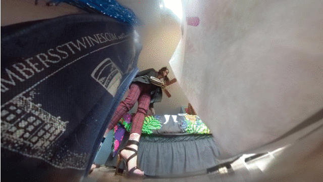 Note: This is a VR360 clip.

Lauren Ashlyn comes home early in the morning after a night of partying. Assuming she was out for good, you and your friends made your way into Lauren's room, until the door opens and you are in for a rude awakening. Lauren swiftly stomps out all those she encounters on her way to finally getting some rest after a long night. She even uses a fly-swatter on one of them. With the last one she finds, she takes her time pondering your fate before putting you down on the floor and stepping on you.

Shot in 60fps slow motion. Additional note, in the later half of the video, there is a long section where the viewer is a voyeur, and where Lauren is far away, lounging on her bed.