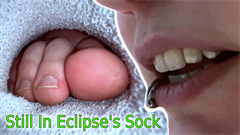 A continuation of Trapped In Eclipse's Sock where Ali is still at the mercy of her giant stinky toes! In this one, the focus is on being in Eclipse's sock the whole time. The views are also focused more on the tops of her toes rather than under her sole. With some amazingly detailed views inside her sock, this experience is enhanced with occasional teasing dialogue throughout with closeups on Eclipse's mouth as she speaks such delightful phrases. Check out the trailer for more and get back into her sock!