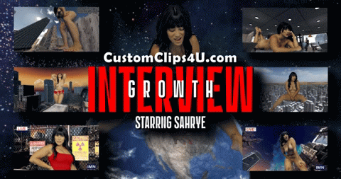 The concept of the video is an interview with Sahrye about her experience with
growing uncontrollably.

She has a problem with growing spontaneously. She was a newscaster who was on
site of a nuclear power plant experiencing a meltdown. Everyone was wearing
hazmat suits but her because the news channel didn’t want to block her face and
body. She’s the “hot” new reporter on the broadcast and they didn’t want to lose
viewership. The scene now fades to the broadcast in question from the POV of the
cameraman.
Sahrye is standing in front of a chainlink fence with a demolished building in the
background, something like below, with an outfit like below. She should have on a
super tight dress that shows off her curves with matching open-toe heels.
 She’s detailing what occurred and is trying to do her job, but keeps getting woozy and coughs a bit. She takes a deep breath and goes for another take. As she’s speaking, the cameraman keeps zooming in on
her butt. She tells him to cut it out and goes for another take. The
cameraman zooms in again. More frustrated, she tells him to fuck off. He tries a third
time and Sahrye begins to shout before she’s overwhelmed by a strange feeling.
She is growing. She grows right out of her outfit until she’s around 100ft tall. The
cameraman is now looking up at her. Sahrye, still angry, looks down at him like
below, with one hand over her groin and the other on her knee. “What the fuck just
happened to me?”

The scene is back to her bedroom, where she goes on about how mortifying it was
that she was naked on TV and how everybody she knows saw it. She admits it felt
good to be so large, but not at the expense of her reputation. The ratings were the
highest the station had ever seen, and now all she’s known for is being the giant
naked chick. All her years of trying to be taken seriously in the industry have gone to
waste. She then says that she thought it was a one-time thing. She got checked out
and doctors cleared her. Or so she thought. She begins to tell a story about her
taking a walk

She is casually walking down a street when subtly she begins growing. She grows
every few seconds by a couple of inches, her clothes getting tighter. Even as this is
going on, Sahrye has no clue what’s going on, she just continues walking without a
care in the world. The growth spurts get more drastic, growing in 2-foot bursts. Her
flip flops eventually tear off her feet and her clothes begin to rip. Sahrye is still
clueless. The bursts are now in 10-foot bursts, shredding the rest of her clothes off
her body. She is now walking as a 150ft naked giant and completely unaware. She
eventually realizes what’s happened and is once again mortified. She desperately
used her hands and arms to cover up as she looks down on the ground at everybody
looking. She eventually gives into the situation “Oh what the hell, you’ve all seen my
ass anyway” She then begins to think about what she can do at her new size. This
leads her to use her massive ass to crush a few things. She
causes some more destruction using her butt, destroying buildings by bumping them
with her butt as she’s standing. She picks up some people to speak to before
crushing them or dropping them. She gets more and more confident as she realizes
how powerful she is. She marches back to the nuclear power plant that made her grow and looks down at
it. She picks it up and drinks all the radioactive waste out of it like a shot glass before
eating the entire building (her whole body should be in the frame). Her body begins to
glow with energy as she laughs maniacally. The scene ends. 


Back in her bedroom, Sahrye explains how powerful she felt and how eating all the
nuclear fallout ensured that she now had control of her growth and that no one else
could get her ability. She’s now the most powerful human on the planet and uses her
ability to her advantage any chance she gets, like at work. The scene fades.
Sahrye is at dinner at a restaurant. She grows, Sahrye walks into a restaurant, adjusting her skirt before taking a seat. She opens a menu before something catches her eye. She says to herself something like “Holy moley, that’s the CEO of the station! That dickhead used me and my body for views
and won’t even give me a raise that cheap fuck” She stands up and begins to grow,
knocking over her table and chair while the restaurant descends into chaos. She
grows until she fills up the whole building. She lays down peaking in a condescending tone “Oh look at you so scared. Remember me? Your star news reporter? The one who you’ve been using me for years? Look at me now (laughs) You did this to me. So obsessed with my legs and ass and boobs that you put me in danger at that nuclear meltdown. Well, I guess I can thank you. Now listen here. I want to be the highest-paid person at the station you understand? Matter of fact, I want to own the station. I want your job, you little worm. 

Back in her bedroom, she explains how she couldn’t be arrested since she’s so
powerful, and she is now in control of all the news stations nationwide. (She is
growing subtly the more passionate she gets talking about how powerful she wants
to be) But that isn’t quite the type of power she wants. She wants to be
worshipped and regarded as the undisputed leader of the entire world. She keeps
ranting and getting more impassioned until the power overcomes her. Her bed
eventually breaks under her weight and she gets into the position below with a hand
blocking her groin, growing out of her house. She continues growing at a very fast rate, feeling almost orgasmic until she’s MEGA size. She looks around silently and looks at the back and front of her free hand before breathing in and closing her eyes. “Bigger.” She grows orgasmically again super fast to the
size below. She looks around again and is satisfied. “Perfect”. She begins to
grow some more as the video fades to black.

Sahrye, Sfx, Booms, Hand Held, Booty, Shakes, Growth, Cleavage