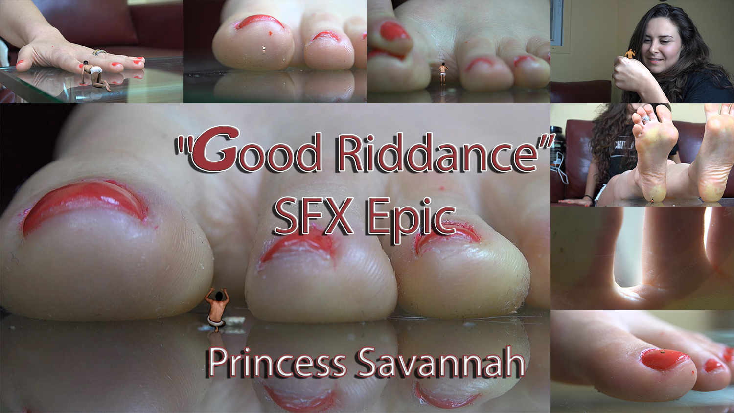 when poor Jhonny finds himself at the size of 4 inches tall, trapped in the sexy palm of his gorgeous ex-girlfriend, Savvanah, he have a hard time realizing what happened. she reminds him about how he cheated on her, how he used to hate her "smelly" feet, and about the coffee that she gave him when he came for a visit, thinking that they would get laid again...surprise, surprise. Savannah got different plans for him!

foot fetish

pov

hand-held

finger nails worship

foot worship

shakes and booming sounds

toes worship/between toes

toe climbing

toenails worship

micro shrink