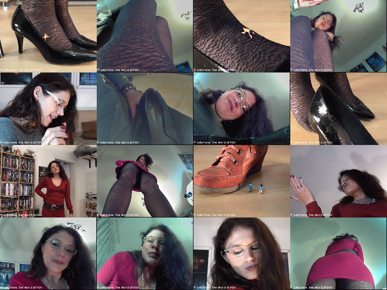 Two new movies with the gorgeous Casiopaier and some shrunken people.
First she shrinks her ex boyfriend and his new girl to have some revenge.
Then a little man tries to climb up on her heels - but he gets caught and soon he finds himself inside the shoe.