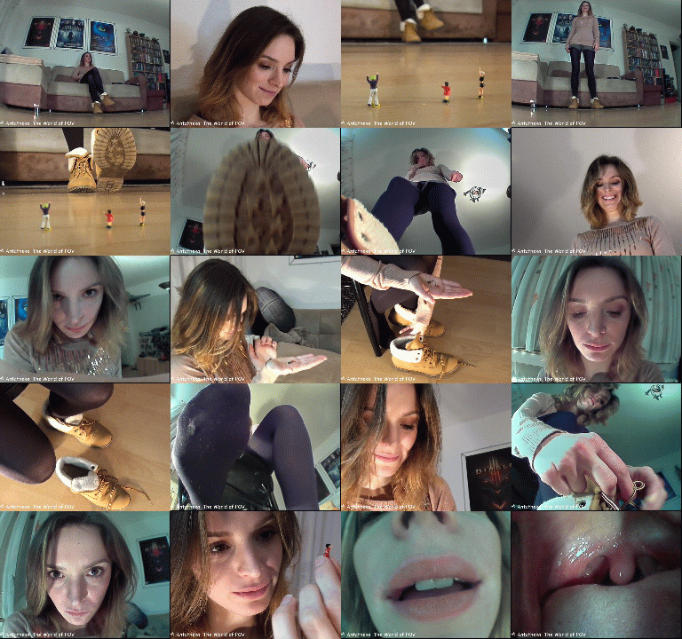 Tess finds a shrunken family - and now she wants to have some fun with them!
Great POV-Views, cool close-ups, crush, inshoe-crush (out-of-shoe pov), vore pov and a very cute girl - Enjoy!