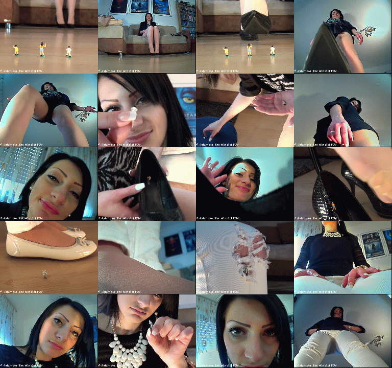 Two new movies with our great model Delicious.<BR>
In the first movie a shrunken man climbs up to her knee, but he get caught and punished.<BR>
Then she finds a shrunken family - and now she wants to have some fun with them!<BR>
Great POV-Views, cool close-ups, crush, inshoe-crush (out-of-shoe pov), butt crush and a very cute girl - Enjoy!<BR>