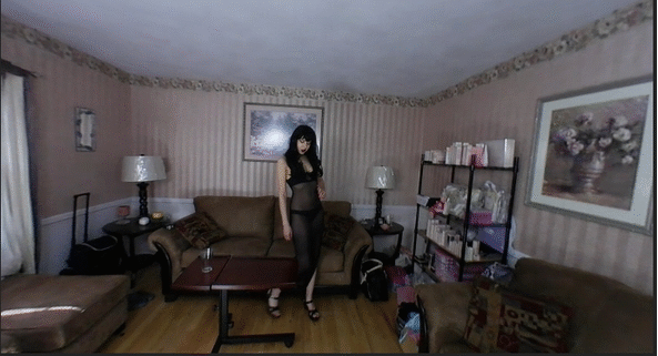 Custom VR with some FX
She invites you to her house one day.  You show up and see her wearing dressed in the sexiest outfit.  She leads you in, closes the door behind you and locks it.  She then proceeds to shrink you. Eventually you stop shrinking, now only an inch tall. Brandy, taunts you and reminds you that there really is no escape from her, you now belong to her and she can do whatever she wants to you.  She walks over to you, lifts her foot up above you and slams it down to block off your exit.   She then walks over grabs a glass from the table. She comes back, gets down on her hands and knees, crawls towards you, her hand reaches out, her fingers wrapping around you and lift you into the air, dropping you into the glass.  She looks at you in the glass (now sitting in the palm of her hand) and tells you that you are now just a part of her collection on many little people. She laughs and threatens to make you a tiny little morsel if you don’t obey her every wish.  She walks over and sits you down on her coffee table while sits down on the couch looking at you and tells you that you have a big job ahead of you caring for her needs.   She slams her fist down, inches from you as she laughs sinisterly. She then demands you give her a foot rub.  She leans back on the couch and puts her feet up one at a time, slamming them down and inch in front of you.  As you look up at her massive feet, pointed toes straight in the air, they look like skyscrapers with you at that size, terrified you begin to rub her feet. After a while she screams that she has had enough. She takes her massive feet off the table, sits up and stares closely at you, her massive face in nice and close to you.  She proclaims that you give the worst foot massages, not even close to being acceptable for a goddess like herself.  She ponders what she is going to do you.  Maybe you will become a stain on the bottoms of her foot or maybe you will just have to become a tiny little morsel for her to devour.  She sits up again and says that she needs time to think.  She needs to go have a shower anyways.  As she stands up she grabs the drinking glass.  Slamming it down over both you.  She then says that she wouldn’t want you to go anywhere she would just hate to accidentally step on you.  She laughs evilly as the camera fades out.  With Gary’s help you were able to push the glasses to the end of the table and eventually over, sending it tumbling to the ground.  Both of you make a break. You are hiding in her slipper and Gary is behind a coffee cup. As you watch on, Brandy walks in dressed in just her towel. She notices the glass now on the floor. Angered she calls for you, threatening to kill you if you don’t come out right now. She begins to search but quickly finds Gary standing in the middle of the floor.  She taunts him, tapping her foot and telling him what a terrible pet he has been and now with him trying to escape, he has left her no choice but to end his wretched existence.  He begs and pleads for his life, she tells him it is no use.  Brandy lifts her foot high in the air and slams it down on top of him, crushing him into nothing. With Gary gone, she turns her attention to you now.  She begins to search the room for you.  Stomping her huge feet she bellows “fe fi fo fum”  and that there is no point in hiding, she is going to find you, you should just give yourself up and she will end you quickly.  After looking around and behind the furniture she questions as to whether you could have gotten under the door. She walks over to put on her slippers and as her foot slides into where you are hiding, she pushes you back towards the toe of the slipper.  You are no longer alone, you now share your hiding space with 5 massive toes. As she walks towards the door to look outside, you do your best not to move around, but it proves to be too difficult a task and as you are hurled into her toes.  The giantess stops. She feels you in her slipper and wonders if you were really stupid enough to hide there.  She slides her foot out, reaches down and picks up the slipper, looking in at you curled in its toe.  She has found you and now she needs to decide how she is going to kill you. She reaches her other hand into the slipper and wraps her fingers tightly around your body once more.  She puts you down on the floor.  Crosses her arms and stands up tall.  She raises her foot into the air over your head and begins to drop it slowly towards you.  She taunts you and laughs as her foot comes down onto you, But the goddess changes her mind. Suddenly she lifts her foot back off you and places on the ground next to you.  Her enormous hand falls from the sky and scoops you up. Wrapped in her fingers you approach her face. She decides that she would much rather eat you.  She picks you up high using two fingers on her other hand, she taunts you once again calling you her tiny little morsel, she then tilts her head back and slides you down her throat, ending your existence.