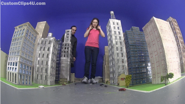 I would like a custom with Tara tied and Dave and please have Dave be mean the whole time and Tara be nice at first but then kindas mean in a playful way, I do not have a big budget so only some Boom and shakes at the beginning to open the shot up. Also please have them grind on building together.  I want some shoes or sneakers early on than bare feet after.

-This was shot along with "Tara Tied Sneaker Attack" custom so at one point Dave leaves for 1min and we show a scene from that video so it makes sense.  
