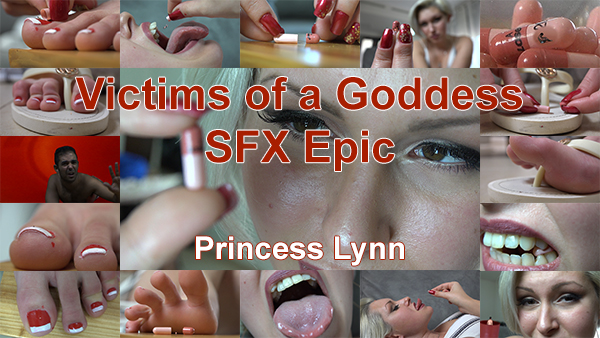Princess Lynn, a mad and genious scientist, got a secret hobby. she likes to shrink people down and torment them for her own pleasure. she got an entire box full of capsules, where she keeps the poor tiny men as captives. whevever she feels like it, she takes out one and choose a horrible fate for him.

this Epic special-effects contain some of the most unique scenes ever created in GSF. among those, you'll have:

ground shakes

fingernails tapping

fingers crush

vore

a tiny man trapped in a capsule which get chewed

between toes crush

toenails worship

pov

micro-shrink
