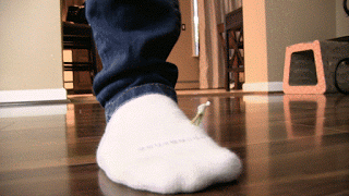 You have managed to shrink yourself down and found your way into your girlfriend Cali's socks. Youve always had a fantasy of being tiny and sniffing her feet so this is a dream come true.

She walks around not knowing youre in her sock. She cant find you anywhere in the house until she goes to put on her slippers and sees you. She is shocked and asks if youve been in there all day. Cali is also concerned that it was hot and sweaty, but you dont seem to mind. In fact, she gets the feeling that you must have enjoyed it.

Cali plays along and decides to put you to work, rubbing her giant, tired feet. Its fun having you so tiny! Its time for her daily run and decides she should bring you along. In her sneakers of course.