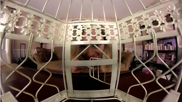 You are her pet and she has you in a cage and wakes you up and talks about how she has fattened you up and takes you out of the cage.  The rest of the video is vore tease with you going in and out of her mouth and finally at the end she eats you.
