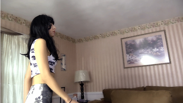  I was wondering if I could get a clip with Brandy. What I want is a scenario in which tiny people are trapped in a lounge room with a single big comfy seat in the middle. I want the giantess wearing a tight shirt that shows off her stomach, knee length yoga pants and casual flip flops. I want to see a clip in which the giantess enters with very HEAVY sounding footsteps and ground shake and rumbles also coming from her stomach, the giantess is grinning and rubbing her belly claiming she just ate quite the meal and was certain a few little ones got stuck in it. She proceeds to walk to the chair, and her belly is sloshing as she rubs it. I want her voice to sound booming and deeper like she is enormous. she sits down on the chair and pats her stomach saying out loud as she wants to get more comfortable, wiggling her toes and tapping her feet to make everything shake as she decides she wants a foot massage. scooping up the little ones on the ground she puts some on a table in front of her and drops her feet on the table, crossing and uncrossing them and wiggling her toes laughing the whole time, if I could get more shots from the perspective of the tiny ones listening to her booming deep voice is a bonus for me. she then drops the rest of the tiny people onto her stomach claiming they can have a listen to her digest. the zoom in on her stomach would show the little people near her stomach and getting shaken by her rumbles and even worse by her laughing. After claiming the people are too small to do anything for her she picks them all up and claims there is always room for more tinies in her belly. the video ends with an extreme pov from directly under her belly at her waist as she takes deep breaths to really push out her belly and loud rumbles as the little ones digest. 

