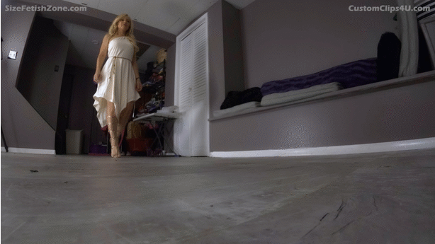 POV, some editing. Booming footsteps, ground shakes and a little bit of slow motion. Probably 10-11 minutes long?
<br><br>
BlondZilla wears a sort of Goddess costume and gladiator sandals (or something similar).
<br><br>
BlondZilla wants to play God, playing out a fantasy.She's shrunken a bunch of her coworkers/students/bystanders in her house. (I'm not sure which would be better?). I was hoping she could play it very loud and commanding but also sort of clumsy and not great at it. Throughout the video she describes herself in a thematic fashion, using words like "Huge" "Gigantic" "Colossal" etc or describes half as a Titan or God. Sort of hyping herself up.
<br><br>
First scene, she walks from one end of the room towards the camera, low angle POV. Slow motion, ground shakes and booming steps. She announces herself to the tiny people as their new God, laughing. Commenting on how big she must look. She takes a powerful stance, towering over them. She says she's not pleased with some of them and steps on a few with high, slow stomps. She tells one to not run away and goes to pick them up, the camera tries to back away but she grabs them. She lifts it to her face, trying to hear their tiny voice, asking if they're begging for mercy. She realizes what they're saying and sighs, saying "No, (insert name). I'm not BlondZilla. I'm a God" and crushes them with her hand or finger.
<br><br>
Next scene, low angle POV at her feet. She stands over them commanding them to worship or clean her massive feet. After a bit more talking she loudly says "I'm hungry!" and bends down and picks up a car in one hand and the camera in the other. She lifts them to chest height. She goes to eat the car, tries to chew and spits it out disgusted. She looks down at the camera and says "I guess you'll have to satisfy your giant god, (insert name)." She then lifts the camera up high and slowly lowers it into her mouth, eating them. Eyes and mouth wide with anticipation.
<br><br>
Next scene (low angle POV) she looks down and sees her tiny people further away. She gets mad, telling them not to ignore her. She hypes herself up and stomps over to them, she quickly leans down to yell at them and loses balance, crashing boobs first onto the camera. (Booms and ground shakes obviously)
<br><br>
Next scene, (low angle POV) BlondZilla is face down, ass up. The camera is behind her. She says something about that begin embarrassing. She sits up, the camera moves out of the way, her ass landing with a huge boom. She lets out a huge fart. The camera starts to move away from her. Exasperated, she says she's done being a goddess for today. She stands up, turns around and with booming footsteps walks out, unawarely crushing the POV underfoot.