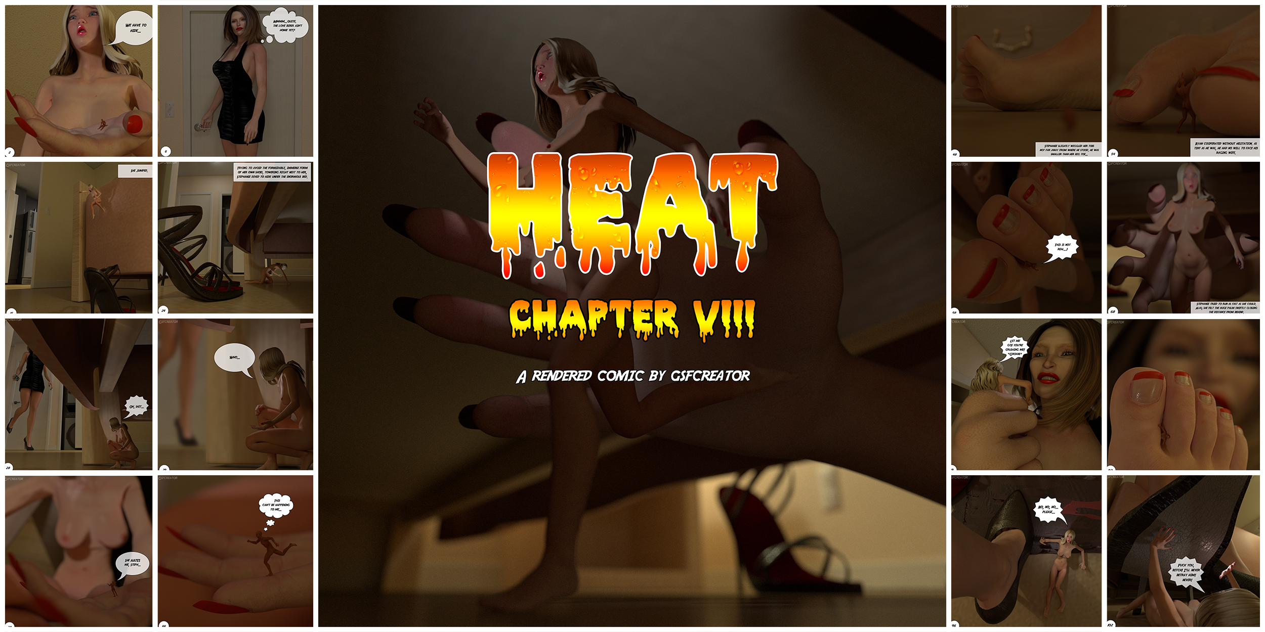 The awaited chapter VIII is finally here.
<br><br>
An unexpected intruder bust into Stephanie's house at the worst moment possible. As shrunken Stephanie and tiny Ryan hides, The intruder reveals herself. she is no other than Ryan's soon-to-be Ex-wife, Olivia.
<br><br>
Things are about to get really hectic.
<br><br>
Sm, SW, size comparisons, foot-fetish, and more!