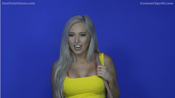 Zoey is a famous Social Media Influencer that has stumbled upon a small city on a vacation. She has heard about them but never seen one in person. (I would like for it to be a regular city like in a normal shoot) She has to get a good pic to let her followers know what she’s found. She thinks it would be cute to grab a small person and hold it over her mouth like she’s going to eat it and take the picture. After she gets the picture she explains she wouldn’t hurt the people, she’s just been down on her like counts lately and needs a “hook” you know. She then walks around looking in shops and buying souvenirs and trying to figure out how to pay with her giant money. She accidentally crushes people, and apologizes but you can tell she was aggravated they got in her way in the first place. She also posts some slutty pics of her ass and boobs on cars people and buildings. She decides since she cannot buy any small souvenirs she collects people, cars and a building as souvenirs and puts it all in her bag. She decides to lay out and tan so she strips down to the bikini and lays on main street for a while holding up traffic. She flips to get evenly tanned then ass and boob crushes some people during the flips. She decides to check her post to see how they’re doing, and the only post that has really gotten any likes is the man eating posts. All the comments are begging her to eat the little man! At first she’s like no way! These are people too, but as she thinks about it she really wants these followers to beat out her competition. She eats a few people and posts to her story and videos on her feed. That wasn’t too bad she exclaims. Maybe I’ll have to come back and do this again! She gets a few more slutty pictures in the bikini, then she gets redressed. She makes sure she has all her souvenirs and thanks the little people then leaves.
<br><br>
She doesn’t destroy any buildings.