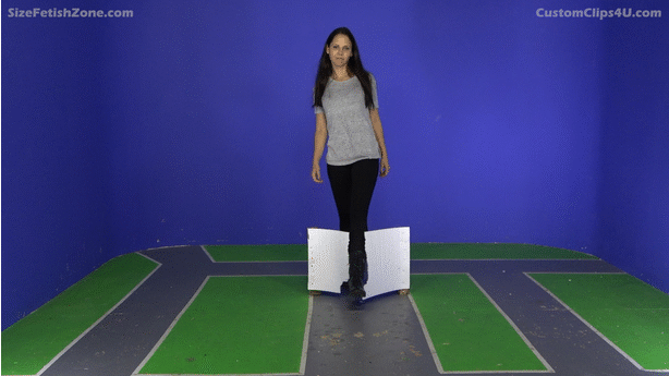 I am not sure how else to explain this one but it's a simple no effort slow city destruction video. In the beginning the tiny people set up some walls to keep the Giantess Cali out of the city and she could easily go around them but she casually walks through them, They also set up smaller things in the city like houses and smaller walls to stop her and she casually crushes all of it with no effort and she does this with the building as well.  