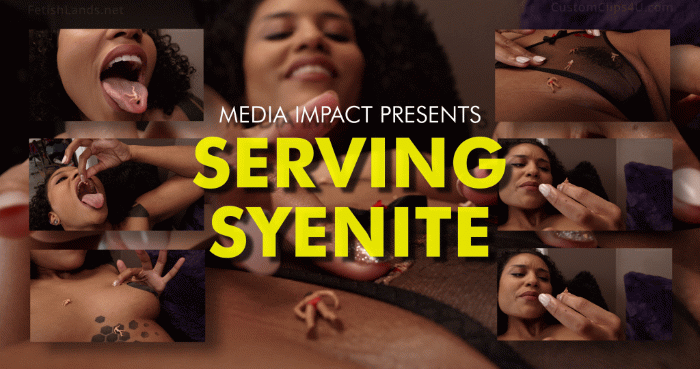 Syenite has some shrunken people that she instructs to massage her then she eats some and uses the rest to masturbate.  

Syenite, Vore, hand held, sex toy