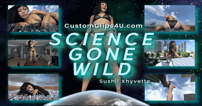 Sushii Xhyvette was doing science and grew into a Giantess, The Air Command tried to stop her but that just made her get bigger and bigger until she was bigger than earth.

Sushii Xhyvette, Giantess, Growth, Sfx, Crush,Ass Crush, Booms, Shakes, City Crush