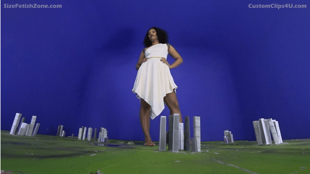 A Brobdingnagian in Lilliput- I would like this to be a miniature city film: like the MEGA and Massive movies. Use the same set setup. I want this to be 75-80% vore and pre-vore taunting. I would like some background sounds, like city ambiance and some guns firing. Syenite enters the set. She proceeds to pick her teeth with a fingernail. She then addresses the Lilliputian cities: "Thanks for sending your tiny, little, itty bitty, teensy-weensy, Lilliputian army to get me. I needed an appetizer. She then belches and giggles. "I wonder how many little Lilly soldiers I just ate? A million or more? Who knows. I know one thing. I'm still hungry. They must have a lot of armor on. They were crunchy." She giggles again. Most of the rest of the dialog can be improvisation. However, I would like the following lines to be spoken during the film: "You little Lilliputians are quite the delicacy on Brobdingnag," "Did you little Lilies know we have Lilliputian farms on Brobdingnag? Yeah. But, I like mine raw and wild like you all!" "I'll have to bring my girlfriend next time. She loves eating you, little guys." "Oh. More soldiers. Yummy." "What's it like to be so tiny and pathetic? I can crush a hundred, or more, of you Lilliputians under my big Brobdingnagian thumb." My favorite part of your MEGA and Massive movies are the scenes where the giantess is looking down at the city dwellers; as seen from the viewpoint of the little people, with the view of skyscrapers in the shots. I would like a third, or so, of the film to be these kinds of shots. Have Syenite lick her lips and run her tongue over her teeth as she taunts them. Please have lots of shots of her pinching groups of Lilliputians between her thumbs and forefingers and then sucking them into her ravenous mouth. Have lots of closed-mouth chewing. Also, have her swallow after chewing. I like hard vore. I would also like her to crush groups under her thumb and fingers and proceed to lick or suck them off. In some of the third-person shots, have her dip her head deep into the cities and lick up the Lilliputians. I would also like her to run her tongue over some of the buildings. Have her become, increasingly, turned on while she feasts. Have some implied self-pleasure. Please have her suck some people out of the buildings and snake her tongue into some buildings. The rest of the 20-25% of the film can be destruction and additional self-pleasure. Don't have her make mention of any Brobdingnagian males

Keywords: Giantess, pov, Sound FX, Syenite, MEGA Giantess, crush, vore, booms, shakes