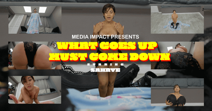 Part 1: POV slow shrink Your girlfriend is waiting on you when you get home. She says she has a surprise for you, and she hands you a drink - "trust me, this is a special occasion!" Once you've downed it, she tells you she's been poking around your computer and she's found out about your giantess fetish. She's ready to make your dreams come true! You start feeling a bit odd, and she tells you that the drink had a little something extra in it - a concoction that will make you horny...and make you shrink! The more turned on you are, the smaller you'll get. She flirts and teases, starting to strip off her clothes as you slowly shrink down in front of her. She gets you up close and personal with her boobs, pussy, and ass, talking about how big she must look to you the smaller you get, and how she really must be turning you on as she reveals her sexy lingerie and eventually gets down to nothing but panties. When you're down to six inches tall, she sucks and fucks you until you cum. (This whole section will be similar to ones you've done before, so not a lot more description is needed.)

Part 2: Unexpected side effects It's a short time later, and she's changed into normal clothes. You're still shrunk, and she's not sure when (or if) you'll grow back, as she can't remember whether the directions said anything about that. She goes to check them, but as she's reading the paper, she starts to feel kind of funny and tingly. "Is it getting hot in here?" Nope, she's starting to get aroused herself. She begins to shrink, slowly at first, not quite realizing it's happening as she skims the directions. She fans herself a bit, trying to ignore the sensations. "Blah, blah, blah, affects everyone differently, don't operate heavy machinery..." She stops suddenly, looking shocked. "Caution: shrinking effects may be transferable?!" Only now does she realize her clothes are starting to look loose, and the room seems bigger. "Oh, No! I'm shrinking!" She's worried, but she's also trying to fight off her building horniness - and slowly losing the battle. She tries to figure out what to do, scanning the instructions for maybe a phone number to call, but she drops the paper as a sudden spike in her arousal hits her. She starts touching herself through her growing clothes, feeling orgasmic pleasure growing within her. She looks down at you, noticing you getting bigger... she wonders if she's going to shrink down to your size. "The shrinking feels... so good... I think I'm gonna--" She orgasms, and gives up trying to fight it any longer. "Shrink me more...shrink me more!" She writhes in pleasure, her growing clothes falling off of her, and she keeps shrinking into her fallen panties, out of your sight. She emerges moments later, embarrassed at her nudity and her loss of control, and is shocked to see that she did in fact shrink down to your size. She covers herself with a makeshift outfit (as seen in many previous videos) and wonders what to do. She starts fanning herself again, and flicks her gaze down, noticing you're hard again. "Ooh...did watch me shrink turn you on?" She starts to feel aroused again, and she starts to sink down in front of you. "Am I shrinking again?" She is. She once again tries to resist, scared of how small she might get, but it feels so good... She keeps glancing at your cock, at first looking down, but then less and less far down, and eventually up, as she gets smaller. "It's so big...and getting bigger! Mmm, if I keep shrinking it's just gonna get even bigger..." She shrinks out of her makeshift outfit, dwindling down in front of you until she's small enough to pick up, enjoying herself all the while. She looks up at you, pleading and still turned on. "So, big boy...what do you want to do with me?" If at all possible, I'd love to see some of her shrinkages from the viewer's POV, watching her slowly drop down from the shrunken man's perspective.