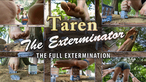 The complete amazing saga is HERE! Get in on this epic tale as Taren destroys an entire tiny town under her feet, sitting on buildings, and even a couple beneath her hands! All told with a mix of EXTREME POV angles, ultra slow motion moments, and regular footage throughout!

No one wants tiny people in their house. So the locals have called in Taren to exterminate this infestation. Absolutely loving her job, Taren doesn't take a typical approach. She goes in, takes off her sandals, and relishes in the destruction at hand! Dialogue throughout, booms, shakes, echoing vocals, all the good stuff! Plus in this discounted complete set you get the whole story as well as a minute of bloopers at the very end. This is an action packed, no filler extravaganza of torment and crush! Check out the trailer for a whirlwind ride of what's in store!

NOTE - This is a lower quality version to save on space. If you'd like the best quality one check on our C4S at 10518.