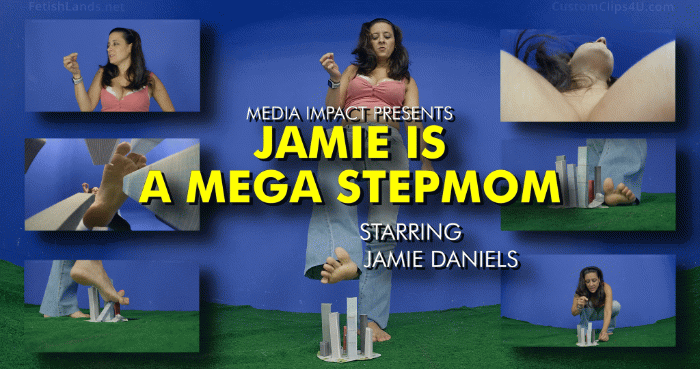 I'm wanting to get a 15 minute long giantess custom video with Jamie Daniels. Her attire would be jeans and any top and preferably no lipstick. Props would be smallest tiny person figure and a paper city. Booming footsteps, voice echo, and deeper voice are only major sfx. Third person for first 10 and 3-5min pov.
 
Story is Jamie is the stepmom of John, a scientist, and unbeknownst to him she has a giantess fetish. She helps him test a growth device he made which grows her bigger than the city.
 
The video starts after she is grown and is standing over the paper city while she's marveling at her size compared to the city and how big she is. She walks around the city mentioning her footsteps are probably like earthquakes and her voice is probably like echoing thunder down to the tiny people below saying she's an all-powerful god now. She bends down to the city and is able to find john who she picks up in her fingers and says the test was definitely a success and that she tinkered with the growth device when he wasn't looking so instead of growing 5 feet she grew 5000 since she has always had the fantasy of being a giantess. But now she's not only a giantess, but with her size and power she's become a god and she refers to herself as a god for the rest of the video. From here she plays around with the city while holding john in her fingers. She crushes a building with her hand and eats another before standing up and stomping around the city to make sure no one tries to leave and says the survivors have to smell their gods stinky giant feet as she wiggles her toes around what's left of the city for a moment before crushing all but one building when she puts john between her toes for an up close view as she stomps out the last city.
 
Switch to pov of john as she picks him back up and brings him to her face telling him he's done a wonderful thing turning his stepmom into the new god of the world and that to give him some reward she will clean him up like any good step-mommy should and proceeds to kiss and lick in pov his tiny body. At the end of the video she says he gets to join her in showing the rest of the world their new god.