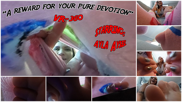 You are such a huge fan of Ayla...that you actually shrunk yourself just to get close to her!
<br><br>
Ayla finds you, of course. a part of her wants to think that what you've done is creepy...but she actually finds your pure devotion worthy of her attention...and of a reward you'll never forget! you are shaking with excitement! Ayla knows you love her sexy feet...she teases you with her socks before taking them off...and eventually she drops you INTO HER SOCK!!! her toes wiggle right in, trapping you in between! Ayla feels your raging hard boner, and she actually wants you to cum for her!
<br><br>
This is as close as it gets to actually feeling shrunk-down and inside a beautiful woman's sock. it's just insane, and almost overwhelming. I've been dreaming about this view since I was 10 years old, and now we can actually experience it. insane! get it and support my work, for I'm going to boost up the level further in the not-too-far-future! :)
