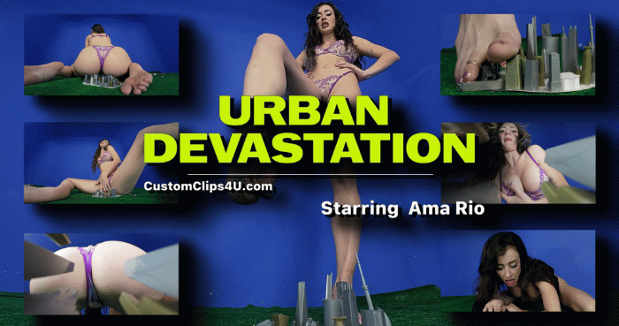 Amo Rio realizes how big she is and she immediately devastates 4 cities to show the world just how powerful she is. She destroys cities with her feet, ass boobs and eats many micro people as well. Amo was so great in this as you should already be able to tell from the Preview clip.

Amo Rio, Vore, Cleavage, Sfx, Feet, Shakes, Booms, Crush, City Crush, Ass Crush, Mega Giantess, POV, Grinding On Cities