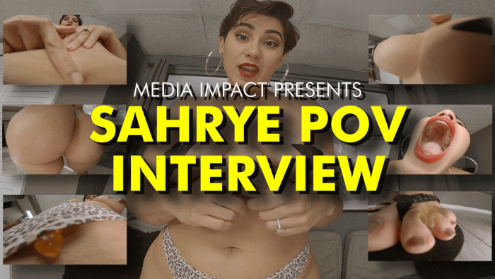 1. First of All Sahrye I think you have an awesome body. Would you mind randomly smothering or teasing the camera with my fetishes throughout this interview? I'm a big booty fetish guy and you have a juicy booty but I also really like feet, bellybutton, and boobs? If not it's ok just wanted to ask.

2. Like I said you obviously have an amazing ass and it's almost guaranteed that they'll be some sort of new booty pov video when you're in town for a shoot. So do you ever get bored or annoyed seeing so many booty scripts? Are you ever like these pervs only like me for my awesome ass lol there are so many more features I have to fantasize about or are you ok with the ass crave?

3. I got into the giantess fantasy because I came across the old simple 6-minute videos Gary used to do where the camera was a perv trying to grab the girl. The model would always shrink the pov to her boobs, ass, and then down to her feet and have the camera worship her feet then climb to her boobs and that would usually be the end. I thought it was hot but I also thought the models had sexy bellybuttons and like I previously mentioned I have a bellybutton fetish so I wanted to add that to my custom requests because I think it's like watching the camera be lowered into a sexy cave and would picture watching the camera looking up at you as the top of your bellybutton looked like entering a sexy tunnel. What I'd your honest opinion about people like me who have bellybutton fetishes?

4. I've always wondered about the mindset of the models when they do pov videos where the camera is the viewer, especially mine because I like to be really aggressive with the camera on your body. Is it a feeling you have to get used to having a camera like wedged between your ass cheeks or boobs or pressed under your feet or in your mouth for vore or is it just a natural feel?

5. I know Gary usually tags his models on his Twitter when he releases his clips. Do you watch your clips and if you do, do you critique yourself on your performance or are you just are you like Gary or does that customer have good taste I'd like to be in that situation or the camera too.

6. Thank you for taking the time to do this clip and do this interview for me. This is I believe my 3rd custom with you and I've loved every one of those clips. Obviously, I love to be smothered or crushed by a big beautiful ass in my povs but I'd like to know what you're favorite way to dispose of the camera is. So I think it'd be really sexy to close this interview out if you'd either take the camera from Gary or have Gary just follow your lead and pretend I'm the camera and roll play ending me in your favorite style.  Cool? ( if she says yes then allow her to dispose of the camera of her choosing.)