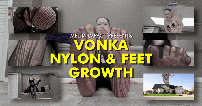 You get home early from work before your boyfriend comes back home you want to surprise him so you go to put on a super sexy body suit and leggings he goes mad for. Once you change into it she's ready to put on the final touches till you feel funny, You don't realize that the boyfriend has someone enchanted the wardrobe and it's gonna make you have a big surprise especially after you get bigger. The outfit starts getting really tight on you, especially around your crotch and your feet, You start getting taller, and then your body suit gets really tight around your neck squeezing it a little making you very uncomfortable and nervous, this makes you cough and has you look down.

SFX shot. has a first-person type of view of you looking down at your feet as you notice they are getting longer and a little bigger.


You are really nervous as to what's happening to you, you keep getting bigger and bigger till the sleeves of your body suit get really tight around your arms till they start ripping and shredding apart riding up to your shoulders. Shots of you in disbelief and stressed out and uncomfortable as the suit is becoming unbearable to wear.


SFX - Side view shot of your feet as they get a little longer.


Your other arm sleeve starts ripping and shredding.


view from the floor where it's the back of your feet/legs and heels showing as the nylon stars shred down her legs.


Then the suit starts ripping to shreds from your back.


Shot of your back as the nylon starts ripping and shredding apart then your suit rides up your ass and your ass gets bigger. Then your feet become too heavy and make you fall back onto the floor.

To her horror her feet start growing rapidly and faster than before, they rip and destroy the rest of the stockings.


Main SFX shots. Use VFX of her soles and sides of her feet as they grow bigger and bigger till they start blocking her in the view of the camera, have a shot of her looking up slowly in absolute horror as her feet become larger than her if possible while shes still sitting down then some of her stocking body suits rips off, the bra and panties and than finally a wide shot of you going through roof and into space.