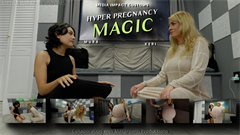 Mura, a witch with short black hair and eyes that shifted like moonlight on water, had promised to help her best friend Keri conceive. In Mura's herb-scented apartment, she performed the ancient fertility spell, her fingers tracing arcane symbols in the air. The magic crackled and swirled, but instead of settling into Keri's womb, it twisted back toward Mura, coalescing between her thighs. She gasped as flesh formed and grew, leaving her with a fully formed male member straining against her skirt. After awkward laughter gave way to serious discussion, they decided to try the traditional method. Hours later, they sat nervously on Keri's couch, fingers intertwined, when Keri suddenly clutched her abdomen. Before their astonished eyes, her stomach swelled like bread rising in an oven, stretching the fabric of her cotton dress. Minutes passed, and another wave of growth left her round and heavy as though she'd carried for nine months instead of mere hours. Mura slipped her arm around Keri's waist, supporting her friend's trembling legs as they slowly ascended the staircase, both women silent with wonder and fear. 

Keywords Mura, Media Impact, Keri Spectrum, Belly Inflation, Hyperpregnancy, Maxgrowth, Inflation, Witchcraft, Penis Dildo, Implied Sex, Belly Expansion, Magic