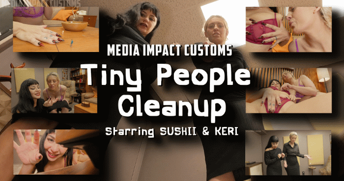 Sushii and Keri are bothered by the mess and they realize it is tiny people and they have fun disposing of them all in various ways. crush, vore, boobs and even masturbate with them.

Keywords Sushii Xhyvette, Keri Spectrum, Shrinking, Sex Toy, Crush, POV, Vore, Media Impact