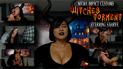 In the heart of a dimly lit, eerie chamber, a 14-minute Halloween spectacle unfolds, starring the enchanting and sinister Sahrye. She's draped in a long, flowing black dress that cascades to the floor like a waterfall of darkness, her raven hair contrasting sharply against her pale skin. Atop her head, a pair of twisted witch's horns add to her menacing allure. She is barefoot, her toenails and fingernails painted a vivid, red hue, glinting like fresh apples under the faint, flickering lights.

The scene begins from your perspective, as you find yourself in Sahrye's haunting Halloween lair, the air thick with a mix of sweet incense and the tang of decay. With a wicked smile, Sahrye shrinks you to a mere 12 inches, the world around you suddenly looming and vast. She towers over you, her feet, once seemingly delicate, now monstrous pillars of flesh, the red nails like pointy talons. She teases you, her toes wiggling mere inches from your face, a malicious laugh echoing through the chamber.

Suddenly, the perspective shifts. Sahrye reaches down, her slender fingers wrapping around you like a vice. She lifts you up, your tiny body squirming in her grasp. Her eyes, pools of endless night, stare into yours, a cruel smile playing on her lips. She presses you against her bosom, her soft, giant breasts threatening to engulf you. Her fingers, like the bars of a cage, hold you firmly in place as she rubs you against her cleavage, her feet, and finally, she takes your minuscule manhood between her thumb and forefinger, a wicked grin spreading across her face.

But the true horror is yet to come. Sahrye's eyes narrow, her smile fading, replaced by a look of pure, unadulterated malice. She begins to twist your limbs, the cracking of your bones echoing like gunshots in the cavernous room. Your screams fill the air, but her magic keeps you conscious, each wave of agony crashing over you with relentless strength. She manipulates your body like a grotesque marionette, bending and breaking you to her will.

Her voice, a sultry purr, fills the chamber, a symphony of sadism. "You poor, unfortunate soul. Whatever did you do to land yourself in front of me? Well, it's no matter. There's nothing you can do, say, beg, plead, offer that's gonna get you out of this situation. You see, whatever you did, it's warranted you to be mine forever. And when you're mine, there's a tiny little eeny bitty catch. You can't be this big. What does that mean? Well, that means you're gonna live eternally as a teeny tiny. Don't worry. This is only gonna hurt a lot." Her laughter, a chorus of madness, rings out, each peal a dagger in your heart.

She continues her punishment monologue, her voice a venomous lullaby. "Oh, the screams, the terrible, terrible screams that each and every one of you admit as your body literally shrinks down to a teeny tiny little size. What was that? I couldn't quite hear you from way up here. Oh, why do I do such a terrible thing? Well, I mean, for one, I'm evil. But two, I have spent my entire existence towering over beings, and I intend to spend the rest of your eternity doing the same."

Her punishment is relentless, her creativity in cruelty seemingly endless. She crushes you underfoot, your body exploding in a burst of viscera, only for you to regenerate, your form knitting itself back together in a grotesque parody of healing. She plucks your limbs off one by one, a gardener tending to her grisly crops. She crushes your skull between her thumb and forefinger, your brain matter squirting out like a gruesome fountain.

Through it all, her voice is a constant companion, a narrator to your never-ending nightmare. "There's only one way out of my eternity. There's only one way to truly escape my twisted perversion. And that, my teeny, tiny little friend, is a long, long ways away. Many, many stomped, crushed, pulled apart, ripped days away. But don't worry, my tiny little friend. I'm just getting started."

Her final words hang in the air like a shroud, a promise of endless suffering. "You see, there's so many luxuries, so many perks of being a demonic giant goddess. Like having servants and slaves to do all my biddings. But there are a few very, very lucky few that get to handle some of my more personal needs. You see, it's not all ripping you from limb to limb and crushing you till you're just the stain in my soul. No, sometimes, sometimes I need servicing."

As the final seconds of the video tick away, you're left with nothing but the echo of her laughter and the endless, unyielding pain, a prisoner in her twisted, horrifying world, forever her tiny, tormented plaything.

Keywords POV, Cosplay, Halloween, Witch, Doll, Shrinking, Giantess, Sahrye, Media Impact ,Feet, Red Nails, Brunette, Black Dress, Licking, Vore