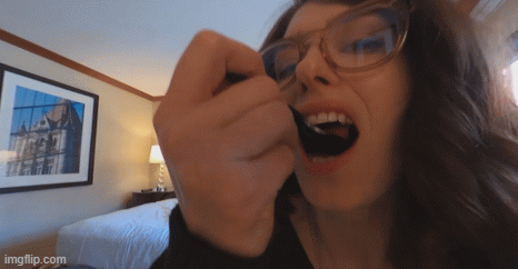 You are shrunken on Cassandra's table as she is about to cut into a delicious dragonfruit. She debates whether she should eat you instead, or maybe both? You watch as she scoops bite after bite of the fruit's red flesh. And gives you a close look at the inside or her mouth. She drips some of the juice onto the table and laps it up as if it's your guts. What will she decide in the end? VR 4K