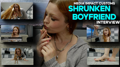 Noel settles herself in front of the camera, the soft glow of the studio lights catching the copper highlights in her longred hair. She’s barefoot, her toes curled lightly on the wooden floor, and she wears a snug grey midriff sweater thatreveals a sliver of pale skin above a black, short pleated skirt. Resting in the palm of her hand, cradled against her palmby delicate fingertips, is her shrunken boyfriend—no more than two inches tall—his frightened eyes blinking up at her.She tilts her head, smiles, and begins to speak. “How did we meet?” she muses, her voice warm and conversational. “We met on campus—an ordinary day, really. I walked into my lecture hall and spotted the most intriguing guy sitting alone. I’d been noticing him all semester, stealing glances whenever I could. When I saw that empty seat beside him, I couldn’t help myself.” She glances down and gently taps his shoulder. “And that was the start of something… unique.” Leaning forward, she offers a playful grin. “He insists on saying hello,” she says, lifting him so his tiny mouth can form a muffled “Hi.” Then she laughs softly. “He wasn’t always so… petite. But you know what they say: ‘If you want to keep a man, you have to keep him.’ And that’s exactly what I did—I shrunk him.” A mischievous sparkle lights her eyes as she presses her thumb against his minuscule chest, measuring him. “It keeps him right where I can see him. Men—normal-sized men—have wandering eyes, restless hearts. Mine tried to bolt once, so I made sure he never could again.” Noel leans back in her chair. “Don’t you want to be Noel’s good boy forever?” she coos in a sing-song voice. Hetrembles, nodding his head vigorously. “Of course you do.” She wiggles her fingers, and he squirms, trying to keep his balance on her palm. “If you weren’t this size, you’d run away. We can’t have that.” She brushes a strand of hair behindher ear. “I’m quick, but not quick enough. So I shrink them. Works every time.” She strokes his head with two fingertips, careful not to crush him. “When he behaves,” Noel continues, voice softening, “he gets kisses.” She places a gentle peck on his tiny forehead. “But only special kisses, not every day. And when he’s extra, extra good… I don’t eat him.” Her tone turns mock-serious. “Some days he attempts escape—leaping off the edge of the bed. For someone his size, that’s a fall that could cripple him. If he makes it to the hallway, he tries to slip under the door crack. He rarely gets far before I realize he’sgone.” She lifts him by the scruff of his neck—delicate but firm—and dangles him over her palm. “Did you try to runaway again? From Noel’s firm, loving grasp? Why would you?” His tiny voice echoes muffled pleas “I’m so sorry, please don’t eat me”— bouncing like trapped thunder in her skull. She cocks an eyebrow. “It’s for your own good.”Then she lowers him toward her open mouth, makes a theatrical chewing motion—and withdraws a moment later, rinsing him under a trickle of water. “See? All in one piece. Now, you’re never running away again, are you?” He squeaks, “I promise.” She smooths his damp hair. “Good.” Noel sits up straighter. “That’s the secret to a long, healthy relationship. Career, education, love—it’s a lot to juggle. But when your man fits in one hand…” She lifts him like a prized figurine. “Perfectly portable.” She swings him gently, His cheeks flush pink, and Noel’s lips twitch in satisfaction. “Does he love it? No. But itkeeps him safe, secure, can’t stray too far. And I always know where he is.” She slips him into her purse pocket andpats the leather. “More convenient than , really—though I love my purse poodle too. Why stop at shrinking justyour boyfriend? Everything small is easy to carry.” Later, Noel spots him trying to sneak out again. She lifts him with a thumb and forefinger. “Ungrateful little brat,” shescolds, tapping him gently. “I fed you Rice Krispies with 2% milk this morning.” He barely squeaks in defense before she applies light compression—palming him like a stress ball—reminding him who’s boss. “A little squeeze helps withanxiety,” she explains cheerfully. “Stimulates circulation, sharpens the mind. So next time he overlooks your birthday, just dangle him a bit—get that brain rebooted. And one kiss lands on his whole head.” She grins. “He won’t forget the toilet paper again.” Noel leans forward, voice conspiratorial. “When he’s ready to propose—good luck spotting him on one knee. And that ring? Make sure it’s 18 karats; he can’t heft anything heavy. Maybe enlist some full-size friends to help.” She tilts her head. “He says I won’t get a ring till spring, but I’m the one in control here.” She lifts him once more, cupping his body.“Remember, ladies: take care of your boyfriend so he can take care of you.” She dangles him over her open palm, letting him sway. “I don’t think he’ll try to run again anytime soon.” The tiny figure whimpers, bracing for the next gentle swing as Noel’s red hair shimmers around him like a fiery halo.   

Keywords Noelle, Media Impact, Hands, Shrinking, Doll, Feet, Interview

