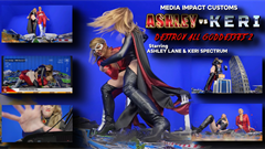 The Villainess Ashley Lane stalks through downtown in her skin-tight black leather bodysuit, her cape billowing behind her like a storm cloud, thigh-high boots gleaming under the helicopter searchlights. She swats fighter jets from the sky like mosquitoes, their fiery explosions illuminating her cruel smile. News helicopters circle at a distance, capturing footage as she plucks screaming civilians from the ground, tossing them into her mouth like popcorn. Ashley straddles a glass skyscraper, her eyes rolling back as she grinds against its steel frame until the structure shatters beneath her in a symphony of breaking glass. At the international airport, as she's about to devour a Plane with passengers still aboard, Super Keri Spectrum descends in her crimson bodysuit that catches the sunlight like liquid fire. Their titanic battle levels city blocks as they hurl subway trains and buses at each other, until Keri crashes into the airport tarmac. When military tanks surround them both, the super-heroines lock eyes, form an unlikely alliance, and decimate the army's  before collapsing into each other's arms, their passionate embrace flattening what remains of the city center.

Keywords Ashley Lane, Keri Spectrum, Media Impact, Giantess, Sex Toy, Hand Held, Booms, Shakes, Building Destruction