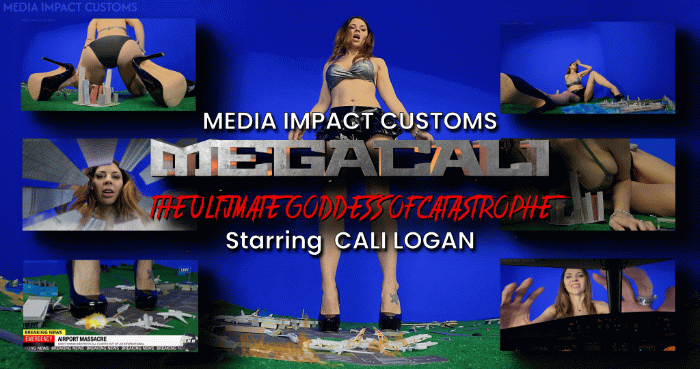 Sort of a sequel to the Massive Movie from 12 years ago. Cali Logan is MEGA again and this time she defeats mere men on land, Sea, and Air. Nobody can stop her insatiable hunger for people and cars to swallow and also cities, planes and ships to fuck. This one has a lot and it is 37min long.

Keywords Cali Logan, Giantess, Special Fx, Booms, Shakes, Crush, Building Crush, Boob Crush, Ass, Mega Giantess, Shoes, Media Impact