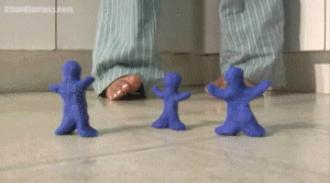 Tenshi finds three shrunken people in her apartment and decides to get rid of them. She takes her time and considers a few ideas on how to finish off this group, telling them what she's planning, but Tenshi finally settles on slowly squishing two under her bare feet, and the third slowly under the palm of her hand until finally her fingers snap shut and smush him in her grasp.
