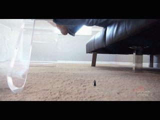 Meiko and Skylur are hanging out wondering where their loser roommate Dave has gotten to. As they lounge around on the couch, Dave is desperately trying to get their attention as he's been shrunken to an inch tall! Meiko barely misses stepping on him as she goes to get her phone, but luckily for him it's not yet time for his demise. After a few minutes Skylur notices the little guy thinking he's a bug. The two giant girls chase him around the floor before eventyally traping him under foot. His legs now broken the two girls take turns stomping him, however they notice he'snot crushing right away. They continue to stomp him until they finally get the burst they've been waiting for!
