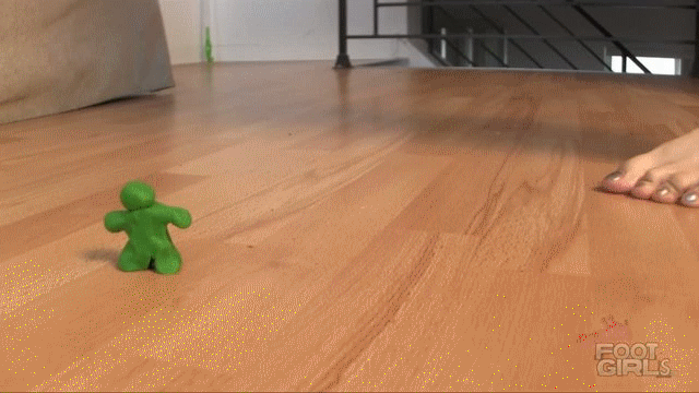 There's been an outbreak of tiny green claymen in Vivian's house, however she's totally unaware they are there. She walks around and randomly squashes each one under her huge size 9.5 soles. Viewed from both 3rd person and also redone in POV each time so you feel what it's like to be stepped on full weight unaware! 
