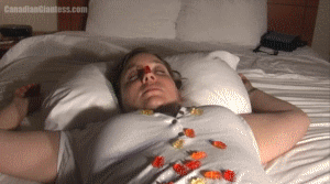 Angel wakes up to find several jelly people standing all over her body. It doesn't take long until one ends up in her mouth and she's hungry for more. A slow and teasing video focusing on Angel descending more into her darker desires as she eats them out of her hand and plays with her prey.
