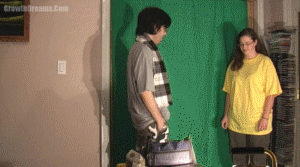 It's been awhile and Chibi is setting up to do some new videos with Heather when she tells him she can really grow! She shows off with just a few inches at first, shown from POVs and size comparison, and then she really grows bigger than him with some basic FX. Finally Heather is so big he can fit in the palm of her hand. They discuss the process throughout.
