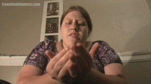 Flora Moon just can't get a good night rest anymore. There's always tiny people doing something while she's trying to rest. Finally after working a double shift she's already caught a group of micro people and has them trapped in her hands. This video is very dialogue and story driven as Flora explains why she's frusterated with the tiny people and occasionally rubs them against her feet and tries to crush one in her hand who tried to get away. Finally in the end she ends up squishing them all down underfoot into the bed.
