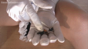 Milena May has some micro sized people she's been working for. They always stared at her feet at work, so now she's giving them what they want. She mostly steps on them and sticks them between her toes, but she also rubs a couple of them along her soles near the end before she squishes them all underfoot.
