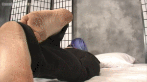 Lilly is laying in bed talking on the phone. You're down by her feet, enjoying the view and wandering between each of them. Eventually you accidentally bump into the side of her foot and she notices you. Lilly isn't very thrilled and just wants you to go away but you don't want to pass up this chance, so you try to look at her feet as much as you can. She pushes you around with her feet and steps on you, trying to get you to go away. You stick it it though and keep glancing at her feet. Lilly thinks it's pretty weird, but you don't really care. Eventually you're knocked off the end of the bed and after a few more steps, she squishes you one final time when you won't go away.
