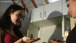 It's Squishmas time again! That's a really cold time of year so Witchy and Auden decide to warm up some tiny people in their oven turned on oh so lightly. When they come out however they're just right for snacking on, which is exactly what both girls really had in mind. About three and a half minutes in the snacking begins with Auden and Witchy taking turns biting away at their shrunken men. In they end they only finish most of one each, but both rub their tummies content. This video does include extra lighting for the close up mouth scenes and some advanced slow motion scenes as well! Note, it does not show them baking in the oven.
