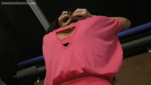 While Eve is putting on a necklace you sneak up behind her at your shrunken size to check out her butt. Eve does notice you however and she's not happy about it. She keeps asking you to stop it but you just can't help yourself. Eventually she asks if you want to get crushed but you nod happily. You keep looking and she does sit down on you in the end.
