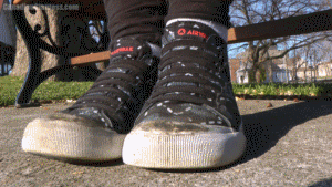 You're a very tiny person who wanders upon Auden. When you bump into her shoe, Auden is surprised and delighted to see you! Unfortunately it turns out she's excited because she's heard it's good luck to squish your tiny sized kind. First off Auden removes her shoes, because she doesn't want to ruin them. Then she eventually removes her socks quickly since she doesn't want to get them dirty either. She teases you throughout, not letting you know for sure if she's going to hurt you or not. Auden then prepares to squish you barefoot. In the end she finally does and she brings down her foot with a little squelching sound. A few advanced slow-mo scenes are added in throughout and a couple very short scenes or told twice as an added bonus for more content focused on Auden's feet since we had some extra time in this one. Lots of dialogue scenes in this one with a mix of short scenes looking at Auden's shoes/feet/socks. Her voice echos high above throughout, but the audio occasionally is a little muffled. Auden is still understandable though, this was when we were still getting used to our HD cam.
