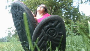 You're pretty obsessed with Heather's feet. You've seen this girl at the park before and you've finally gotten up the nerver to wander over to her at your tiny shrunken size. Heather realizes you want to see her feet, but unfortunately she seems to think you'd want to be squished by them too! You're too eager to just leave though, so you keep trying to check out her detailed soles, but she's quite insistant about the idea of squishing you. In the end, you do finally end up under her foot while she's still sitting. This is an early HD video from a few years ago that we haven't released before. As such, there are a few brief moments when the video gets a bit dark. Otherwise there are a good mix of detailed sole views as you wander at Heather's feet in this summer video.
