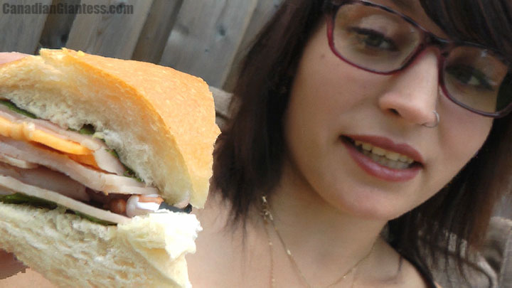 George thought that he could endear himself to Regina. Instead all he's accomplished is ending up shrunk and stuffed into her sandwich for lunch! Stuck in the furthest end, he gets to await his fate as Regina gets closer and closer to eating him! Laughing at him and mocking George as the piece of food he now is, there's no doubt he's going to end up eaten by this wicked girl.
