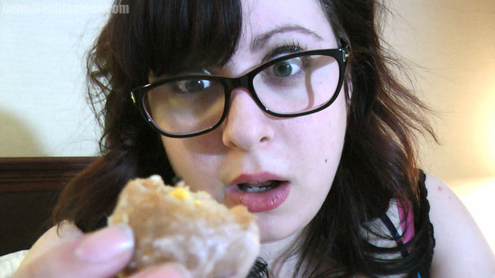 Completely unaware of her tiny neighbour, Auden is eager to break her diet with one little cheat. Somehow he's ended up shrunk and in her food! Through her absolute lust for a sugary treat all Auden cares about is savoring her snack. She doesn't even notice when he's eaten up! She loves every moment and all her neighbour can do is look from his donut snack trap as this beautiful hungry girl prepares to eat him alive! No in mouth views, this video focuses on Auden's excellent dialogue and pure eager hunger!
