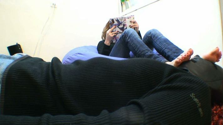 goddess peach is reading a book, and her pathetic slave is being used as her human foot carpet. she place her devine feet, perfectly pedicured with long red-painted toenails, on his face, and he sniffs her foot-sweat sweet scent in as she reads the book. at some point of the clip, the puny slave can't hold his tongue any longer, and he take it out to lick and taste his mistress's godly toes. she squeezed his hungry tongue between her toes. close ups, and different camera angels. AMAZING FEET!
